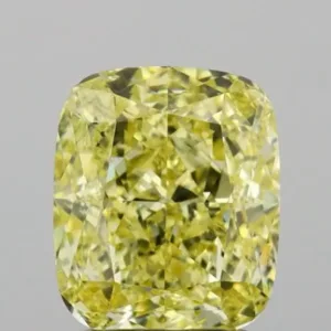 2.07 Carat Cushion Brilliant Fancy Intense Yellow SI1 Natural Diamond