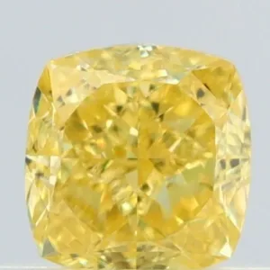 0.51 Carat Cushion Brilliant Fancy Intense Yellow VVS2 Natural Diamond