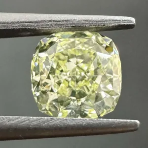 0.8 Carat Cushion Brilliant Fancy Light Green Yellow IF Natural Diamond