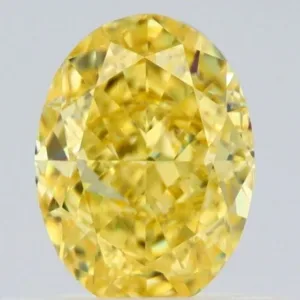 0.66 Carat Oval Fancy Intense Yellow VS2 Natural Diamond
