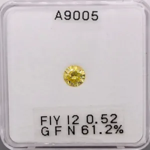 0.52 Carat Round Fancy Intense Yellow I2 Natural Diamond