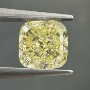 0.8 Carat Cushion Brilliant Fancy Yellow VVS1 Natural Diamond