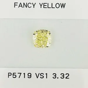 3.32 Carat Cushion Brilliant Fancy Yellow VS1 Natural Diamond