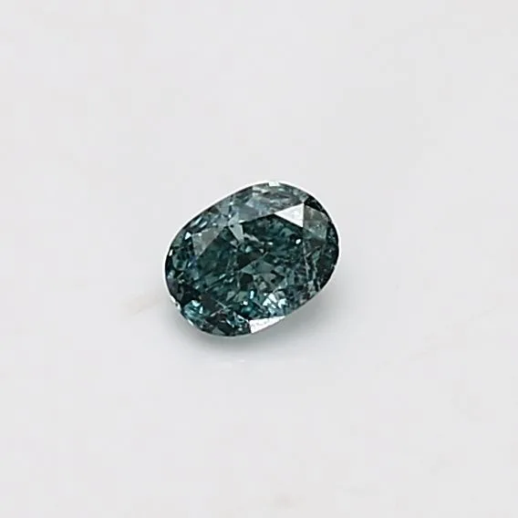 0.18 Carat Oval Fancy Deep Green I1 Natural Diamond