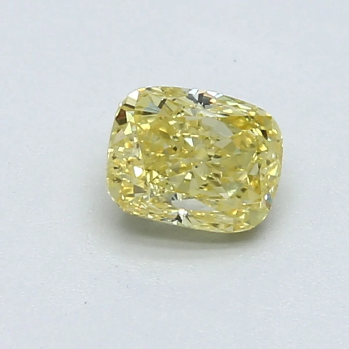 0.71 Carat Cushion Brilliant Fancy Intense Yellow VS2 Natural Diamond