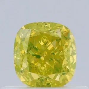0.51 Carat Cushion Brilliant Fancy Intense Yellow VS2 Natural Diamond