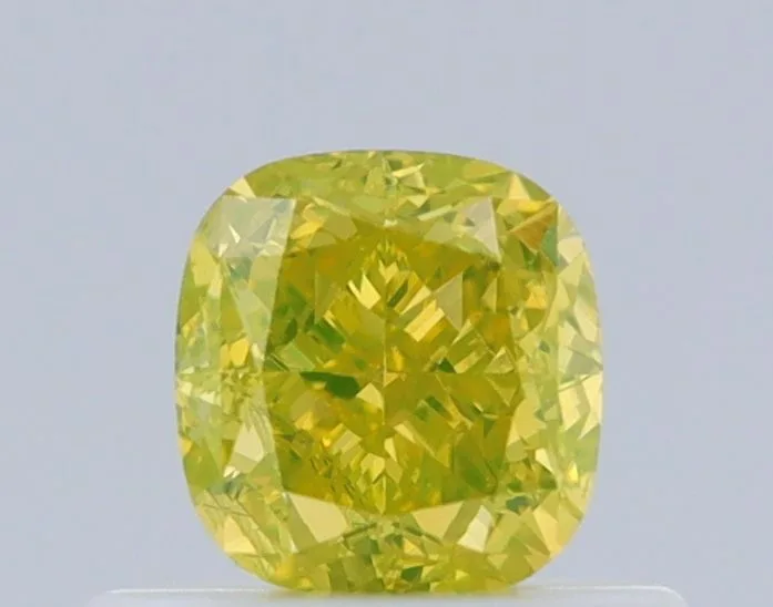 0.51 Carat Cushion Brilliant Fancy Intense Yellow VS2 Natural Diamond 1 0.51 Carat Cushion Brilliant Fancy Intense Yellow VS2 Natural Diamond