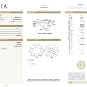1.52 Carat H VS1 ROUND Diamond