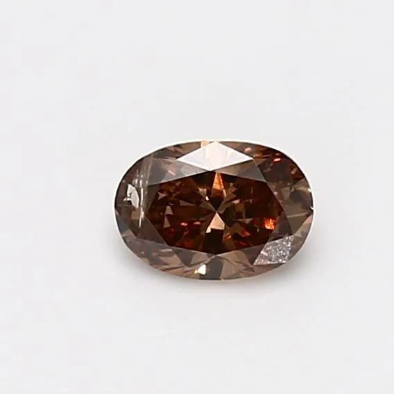 0.38 Carat Oval Fancy Deep Brown Orange I2 Natural Diamond