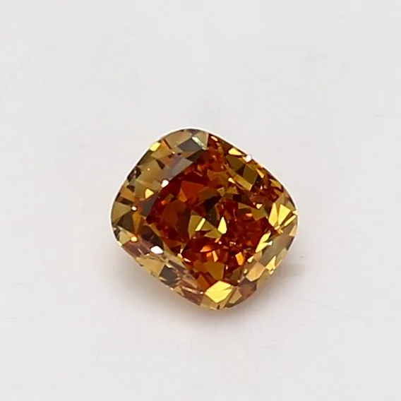 0.52 Carat Cushion Modified Fancy Deep Orange VS2 Natural Diamond