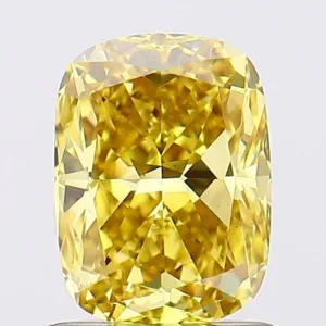 1.02 Carat Cushion Brilliant Fancy Vivid Yellow VS1 Lab Diamond