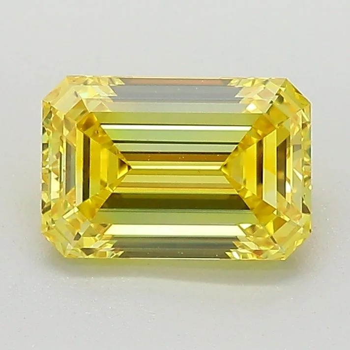 1.38 Carat Fancy Vivid Yellow VVS2 EMERALD Lab Diamond