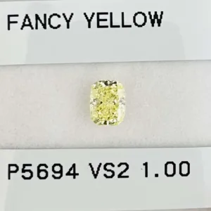 1 Carat Cushion Brilliant Fancy Yellow VS2 Natural Diamond