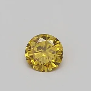 0.19 Carat Round Fancy Vivid Yellow I1 Natural Diamond