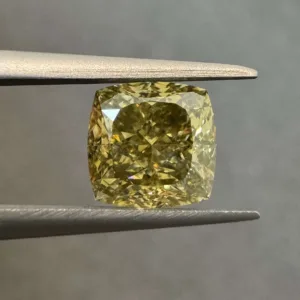 3.01 Carat Cushion Modified Fancy Dark Yellow SI1 Natural Diamond