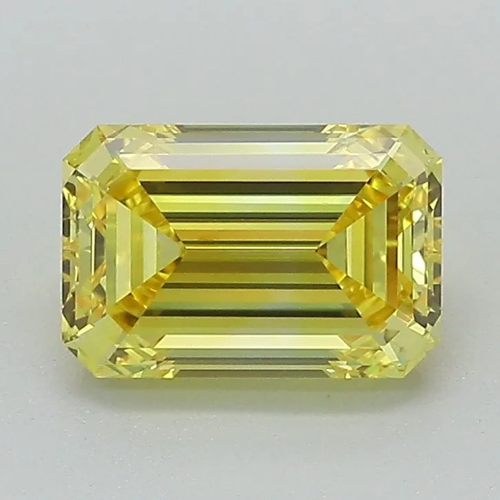 1.52 Carat Fancy Vivid Yellow VS1 EMERALD Lab Diamond
