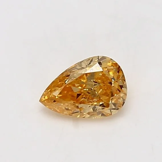 0.47 Carat Pear Fancy Intense Yellow Orange Natural Diamond