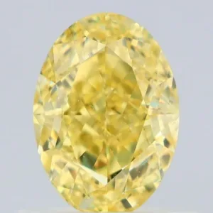 0.75 Carat Oval Fancy Intense Yellow VS2 Natural Diamond