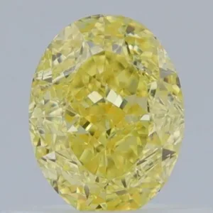 0.61 Carat Oval Fancy Intense Yellow VS2 Natural Diamond