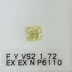 1.72 Carat Cushion Modified Fancy Yellow VS2 Natural Diamond