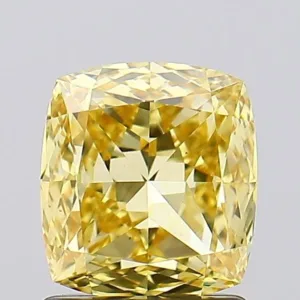 1.5 Carat Cushion Modified Fancy Vivid Yellow VS1 Lab Diamond