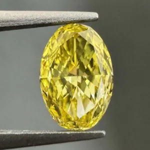 0.43 Carat Oval Fancy Vivid Yellow VS1 Natural Diamond
