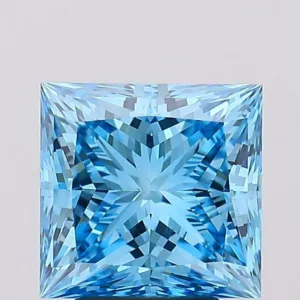 4.04 Carat Princess Fancy Vivid Blue VS1 Lab Diamond