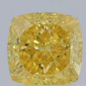 1.37 Carat Cushion Brilliant Fancy Intense Yellow VVS1 Natural Diamond