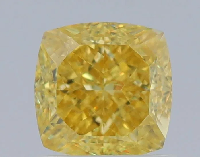 1.37 Carat Cushion Brilliant Fancy Intense Yellow VVS1 Natural Diamond 1 1.37 Carat Cushion Brilliant Fancy Intense Yellow VVS1 Natural Diamond
