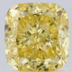 0.53 Carat Cushion Brilliant Fancy Intense Yellow VS2 Natural Diamond