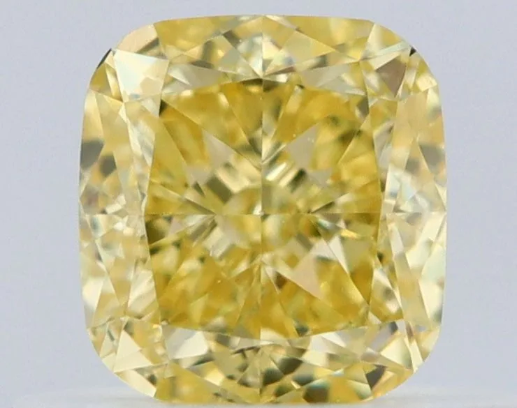 0.53 Carat Cushion Brilliant Fancy Intense Yellow VS2 Natural Diamond 1 0.53 Carat Cushion Brilliant Fancy Intense Yellow VS2 Natural Diamond