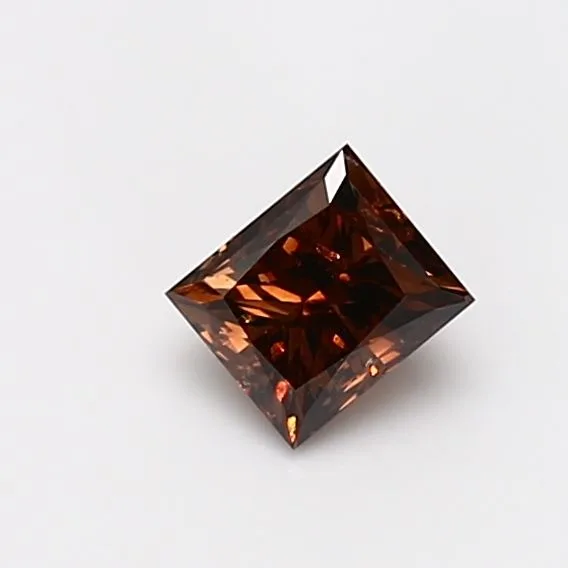 0.57 Carat Princess Fancy Dark Brown I2 Natural Diamond