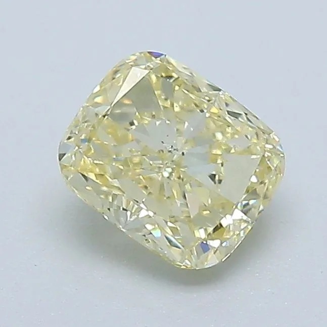 0.85 Carat Cushion Brilliant Fancy Light Yellow SI2 Natural Diamond