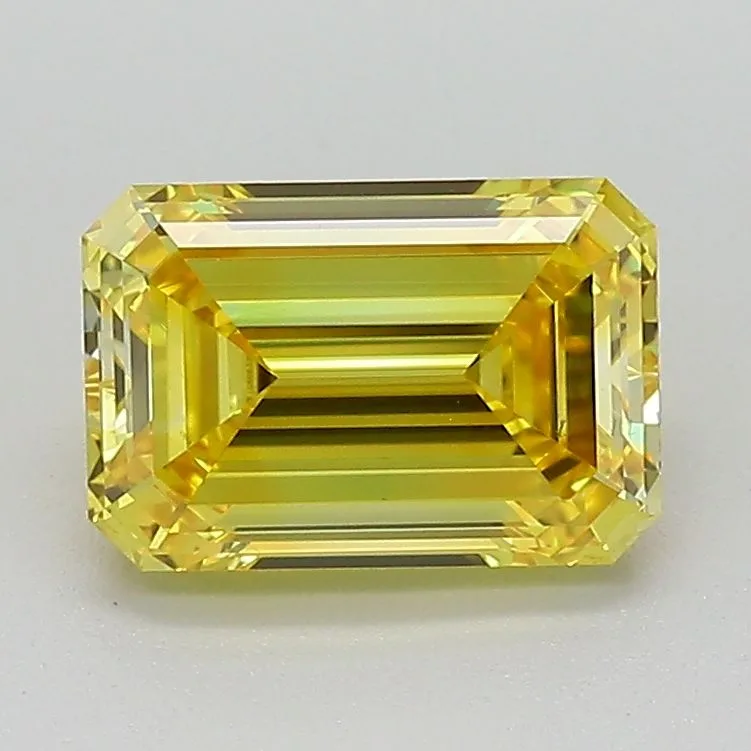 1.56 Carat Fancy Vivid Yellow VS1 EMERALD Lab Diamond