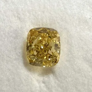 0.45 Carat Cushion Brilliant Fancy Vivid Orange Yellow VS2 Natural Diamond