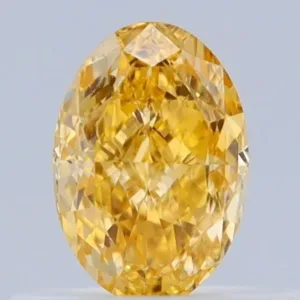 0.52 Carat Oval Fancy Intense Yellow VS2 Natural Diamond