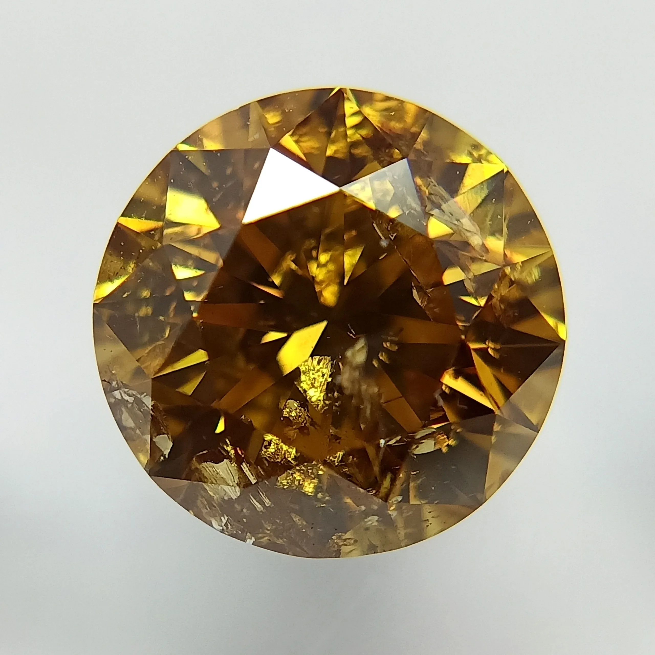 1.74 Carat Round Fancy Deep Yellow Natural Diamond