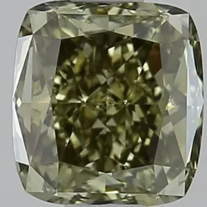0.93 Carat Cushion Brilliant Fancy Dark Green VVS2 Natural Diamond