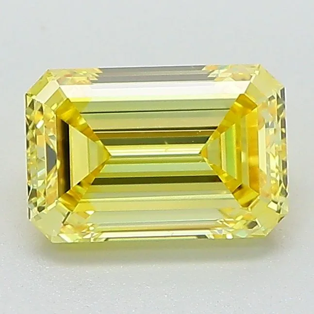 1.48 Carat Fancy Vivid Yellow VS1 EMERALD Lab Diamond