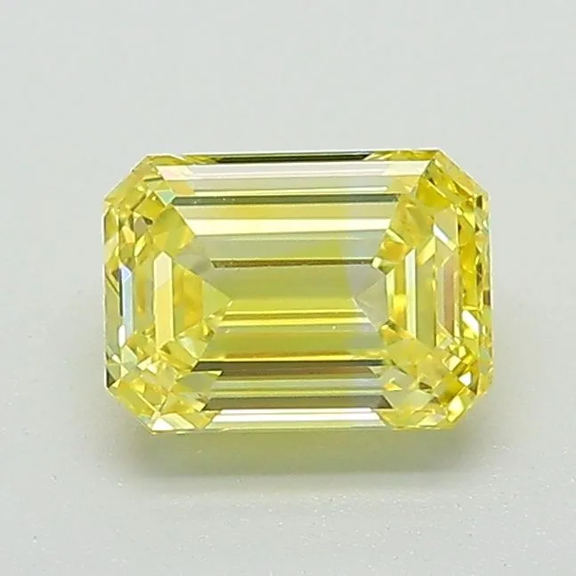 1.0 Carat Fancy Vivid Yellow VS1 EMERALD Lab Diamond