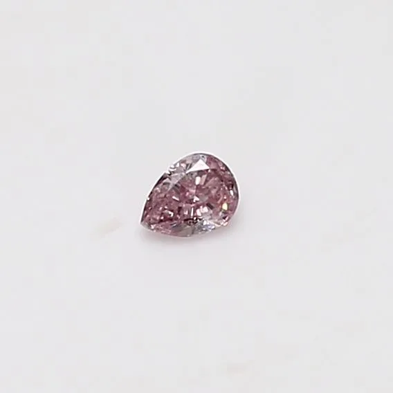 0.06 Carat Pear Fancy Intense Pink Natural Diamond
