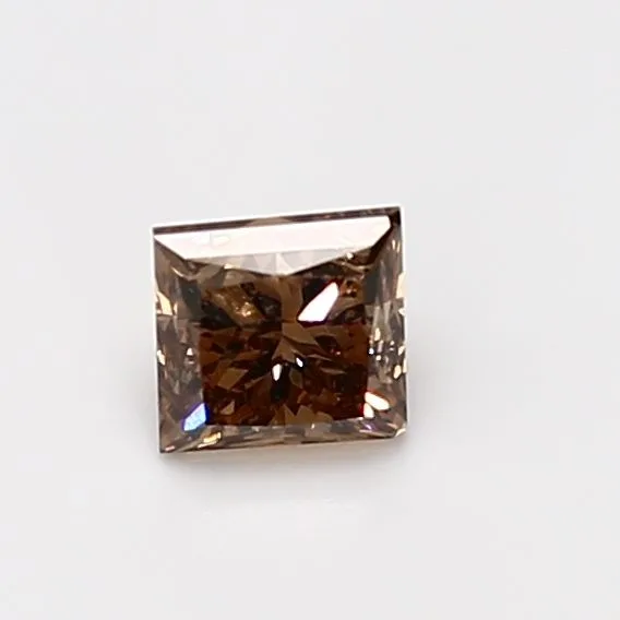 0.63 Carat Princess Fancy Orange Brown SI2 Natural Diamond