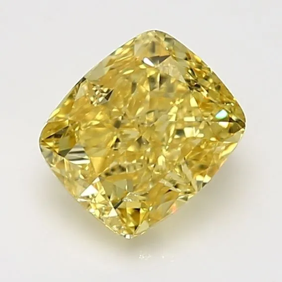 2.01 Carat Cushion Brilliant Fancy Vivid Yellow VS1 Natural Diamond
