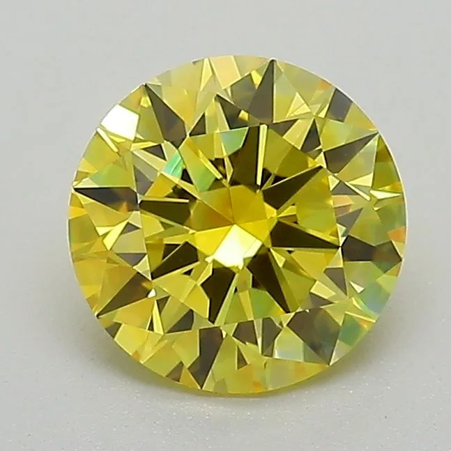 1.39 Carat Round Fancy Vivid Yellow VVS2 Lab Diamond