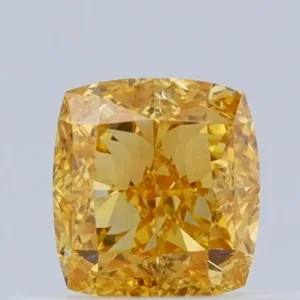 0.5 Carat Cushion Brilliant Fancy Vivid Yellow VS2 Natural Diamond