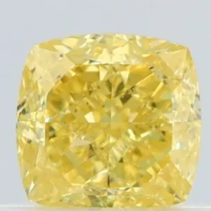 0.53 Carat Cushion Brilliant Fancy Intense Yellow VS1 Natural Diamond