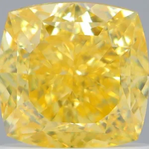 1.12 Carat Cushion Brilliant Fancy Vivid Yellow VVS2 Natural Diamond