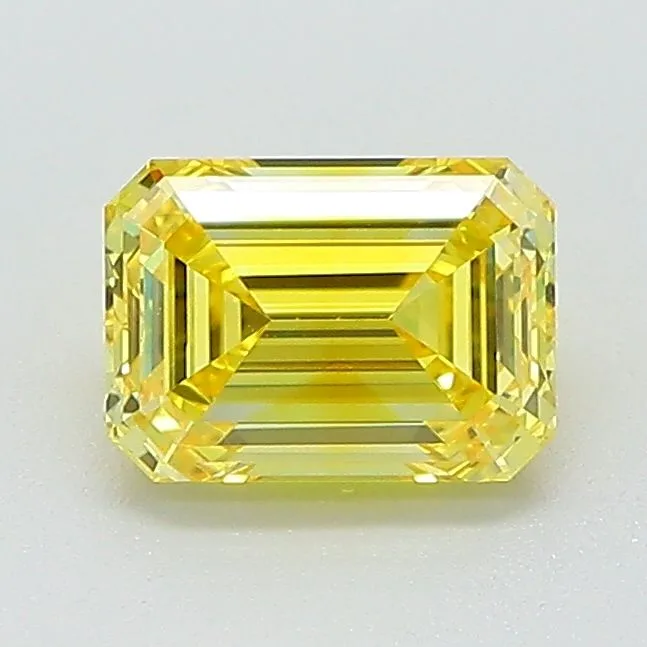 1.01 Carat Fancy Vivid Yellow VVS1 EMERALD Lab Diamond