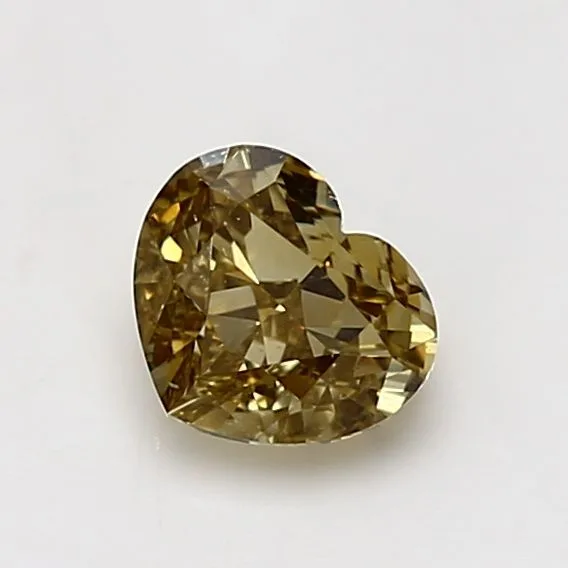 1.0 Carat Fancy Deep Brownish Greenish Yellow SI1 HEART Diamond