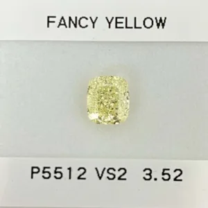 3.52 Carat Cushion Brilliant Fancy Yellow VS2 Natural Diamond